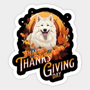 Happy Thanksgiving Day Samoyed Sticker